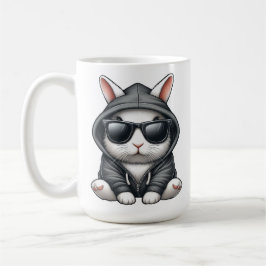 Cooles Weißes Kaninchen in Hoodie und Sonnenbrille Kaffeetasse