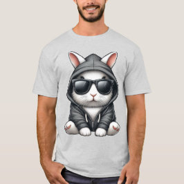 Cooles Weißes Kaninchen in Hoodie und Sonnenbrille T-Shirt