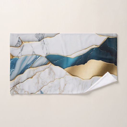 Cooles weißes türkisfarbenes Marmorgestein Badhandtuch Set (Handtuch)