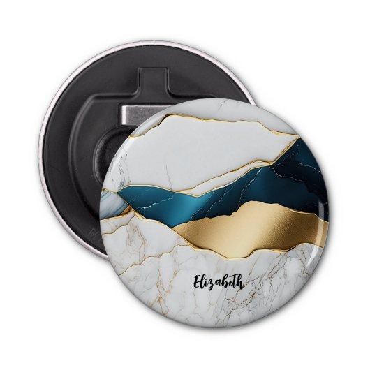 Cooles weißes türkisfarbenes Marmorgestein Flaschenöffner (Vorderseite)