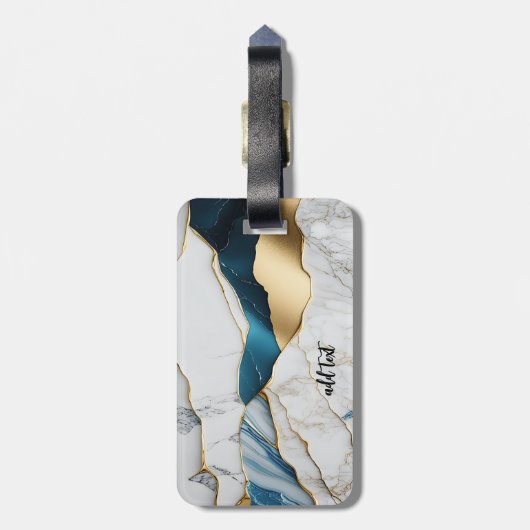 Cooles weißes türkisfarbenes Marmorgestein Gepäckanhänger (Rückseite vertikal)