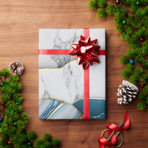 Cooles weißes türkisfarbenes Marmorgestein Geschenkpapier