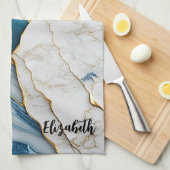 Cooles weißes türkisfarbenes Marmorgestein Geschirrtuch (Viertel Falte)