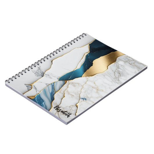 Cooles weißes türkisfarbenes Marmorgestein Notizblock (Linke Seite)