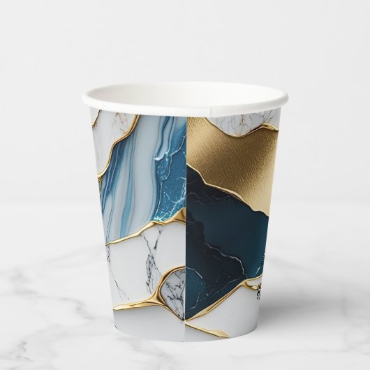Cooles weißes türkisfarbenes Marmorgestein Pappbecher (Rechts)