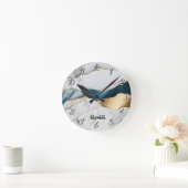Cooles weißes türkisfarbenes Marmorgestein Runde Wanduhr (Zuhause)