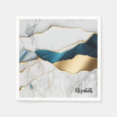 Cooles weißes türkisfarbenes Marmorgestein Serviette (Vorderseite)