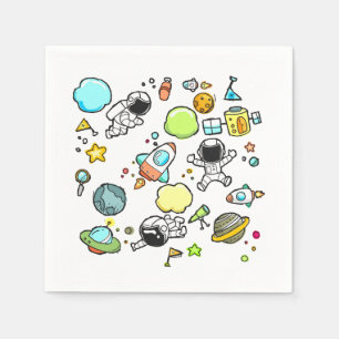 Cooles Weltraumthema - Astronauten & Raketenschiff Serviette