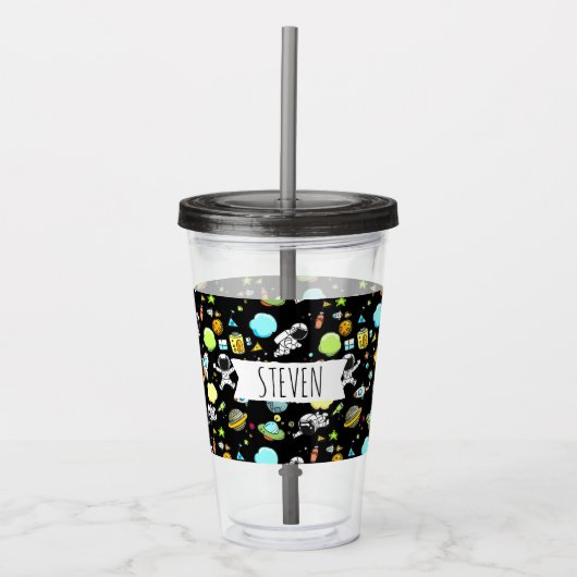 Cooles Weltraumthema - Astronauten und Raketenschi Acryltrinkbecher (Vorderseite)