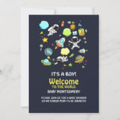 Cooles Weltraumthema - Astronauten und Raketenschi Einladung (Vorderseite)