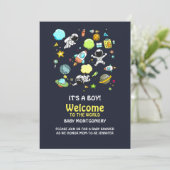 Cooles Weltraumthema - Astronauten und Raketenschi Einladung (Stehend Vorderseite)