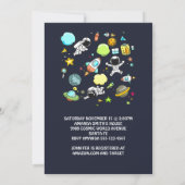 Cooles Weltraumthema - Astronauten und Raketenschi Einladung (Rückseite)
