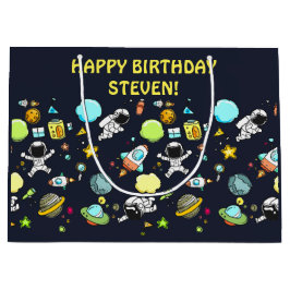 Cooles Weltraumthema - Astronauten und Raketenschi Große Geschenktüte