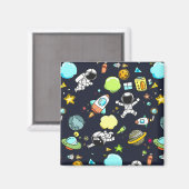 Cooles Weltraumthema - Astronauten und Raketenschi Magnet (Vorderseite/Rückseite)