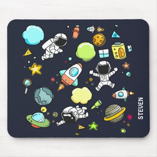 Cooles Weltraumthema - Astronauten und Raketenschi Mousepad (Vorne)