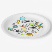 Cooles Weltraumthema - Astronauten und Raketenschi Pappteller (Schrägansicht)