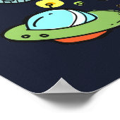 Cooles Weltraumthema - Astronauten und Raketenschi Poster (Ecke)