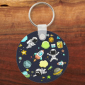 Cooles Weltraumthema - Astronauten und Raketenschi Schlüsselanhänger (Vorderseite)
