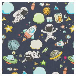 Cooles Weltraumthema - Astronauten und Raketenschi Stoff
