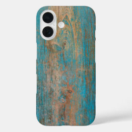 Cooles Wetter blaues Peeling Farbe Holz Textur iPhone 16 Hülle