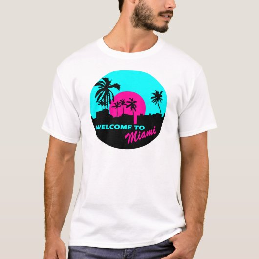 Cooles Willkommen zu Miami-Entwurf T-Shirt (Vorderseite)