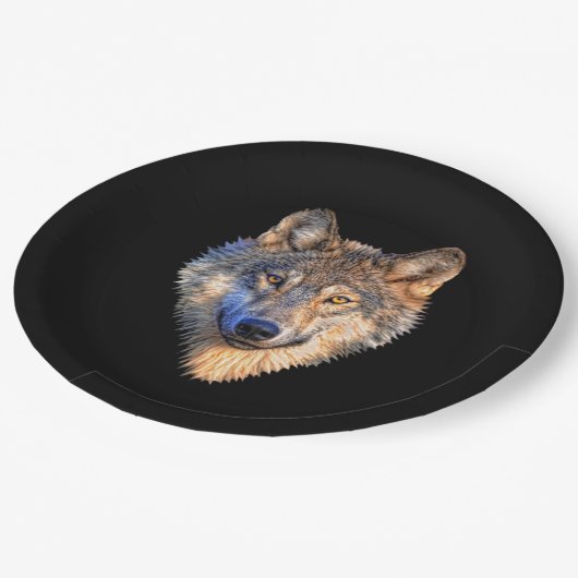 Cooles Wolf Head Party anpassen Pappteller (Schrägansicht)