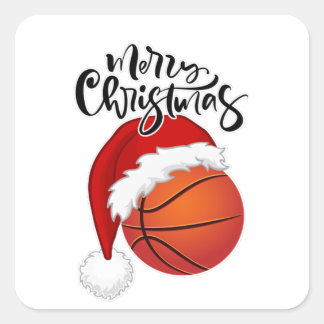 Cooles Xmas Basketball Fandesign Frohe Weihnachten Quadratischer Aufkleber