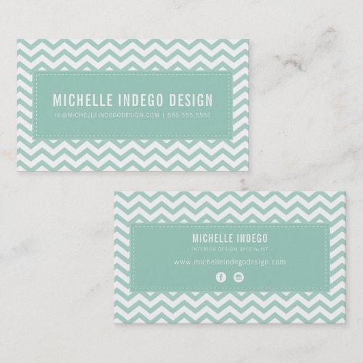 COOLES ZICKZACK PATTERN Preppy moderne Minze grün Visitenkarte (Vorne/Hinten)