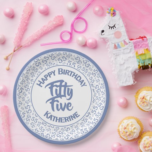 cooles Zufallszahlenmuster Blau/Weiß Pappteller (Party)