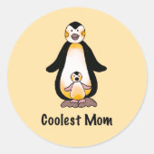 Coolest Mom Penguin Family Design Runder Aufkleber (Vorderseite)