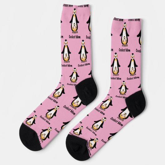 Coolest Mom Penguin Family Design Socken (Linkes Detail)