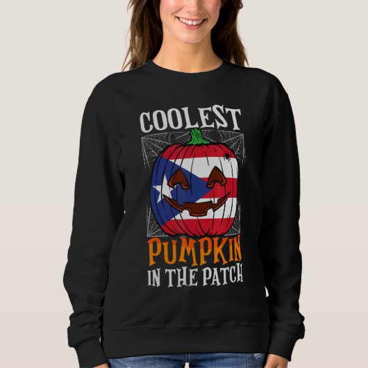 Coolest Pumpkin In The Patch Boricua Flag Jack Ou2 Sweatshirt (Vorderseite)