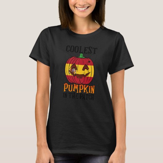 Coolest Pumpkin In The Patch Spain Flag Jack Ou201 T-Shirt (Vorderseite)