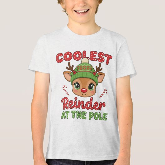 Coolest Reindeer at the Pole Cute Christmas Tri-Blend Shirt (Vorderseite)