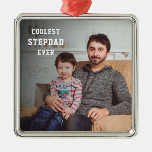 Coolest Stepdad Ever Personalized Photo Dad  Ornament Aus Metall