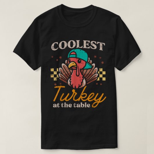 Coolest Turkey At The Table Funny Kids Shirt (Design vorne)