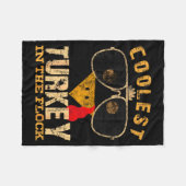 Coolest Turkey In Flock Thanksgiving Funny Turkey Fleecedecke (Vorderseite (Horizontal))