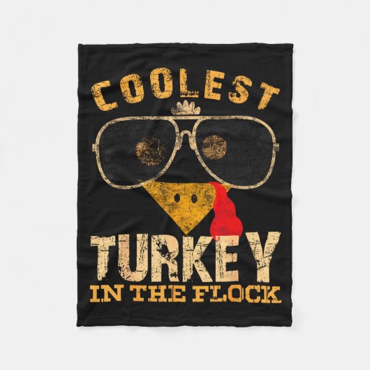 Coolest Turkey In Flock Thanksgiving Funny Turkey Fleecedecke (Vorderseite)