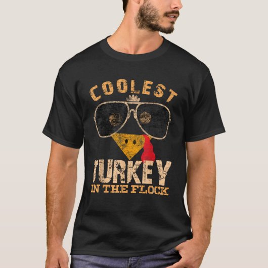 Coolest Turkey In Flock Thanksgiving Funny Turkey  T-Shirt (Vorderseite)