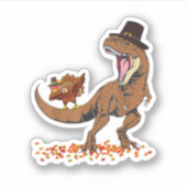 Coolest Turkey Trex Dinosaur Happy Thanksgiving Bo Aufkleber (Vorderseite)