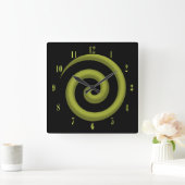 Coolest Yellow and Black Spiral Wall Clock Quadratische Wanduhr (Zuhause)