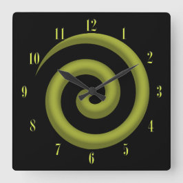 Coolest Yellow and Black Spiral Wall Clock Quadratische Wanduhr