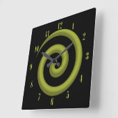 Coolest Yellow and Black Spiral Wall Clock Quadratische Wanduhr (Winkel)