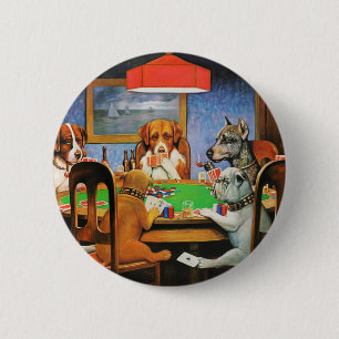 Coolidge Classic Vintage Hund Poker Spiel Kunst Button