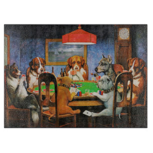 Coolidge Classic Vintage Hund Poker Spiel Kunst Schneidebrett