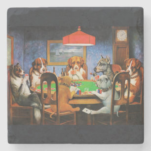 Coolidge Classic Vintage Hund Poker Spiel Kunst Steinuntersetzer