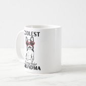 Coolste französische Oma, Funny French Bulldog Kaffeetasse (Vorderseite Links)