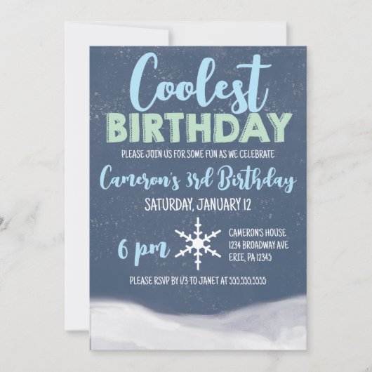 Coolste Geburtstagsschneeflocke WinterGeburtstagsp Einladung (Vorderseite)
