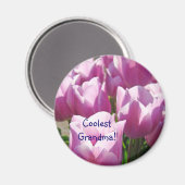 Coolste Großmutter! Magneten helle lila Tulpen Magnet (Vorderseite/Rückseite)