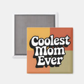Coolste Mama je Retro Groovittext Magnet (Vorderseite/Rückseite)